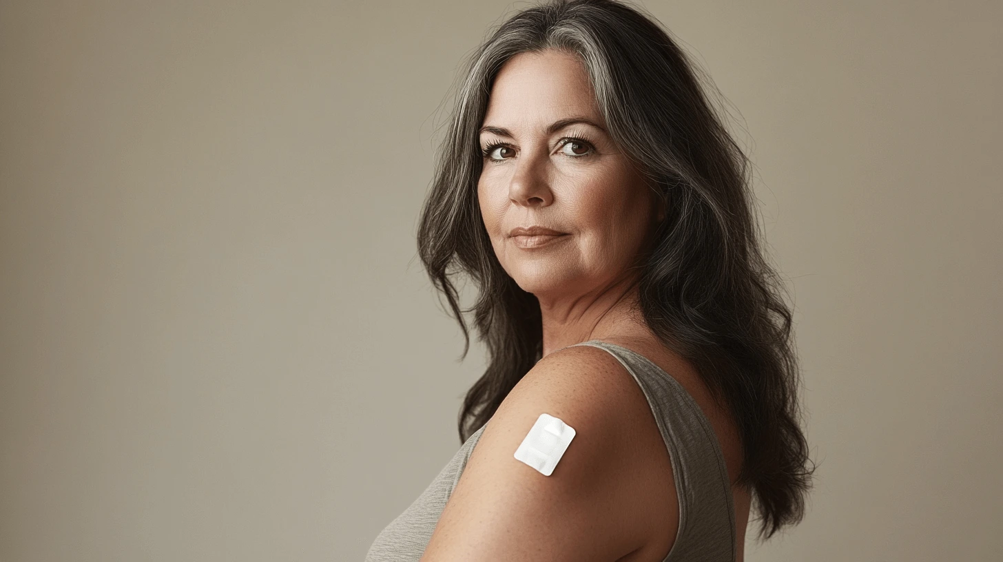 Woman wearing a patch